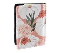 Wykjtwo Calabaza Acción de Gracias Rosa Dalia Flor Otoño, Funda para Pasaporte Cartera de Viaje de Cuero PU Funda para Pasaporte Fundas para Pasaporte 6,5 Pulgadas