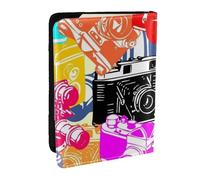 Wykjtwo Cámara Retro en Color, Funda para Pasaporte Cartera de Viaje de Cuero PU Funda para Pasaporte Fundas para Pasaporte 6,5 Pulgadas