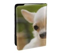 Wykjtwo Cara de Perro Chihuahua Blanco, Funda para Pasaporte Cartera de Viaje de Cuero PU Funda para Pasaporte Fundas para Pasaporte 6,5 Pulgadas