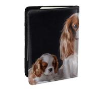 Wykjtwo Cavalier King Charles Spaniel Madre con Cachorros, Funda para Pasaporte Cartera de Viaje de Cuero PU Funda para Pasaporte Fundas para Pasaporte 6,5 Pulgadas
