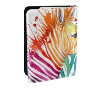 Wykjtwo Cebra Arcoiris, Funda para Pasaporte Cartera de Viaje de Cuero PU Funda para Pasaporte Fundas para Pasaporte 6,5 Pulgadas