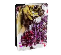 Wykjtwo Chihuahua y Rosa, Funda para Pasaporte Cartera de Viaje de Cuero PU Funda para Pasaporte Fundas para Pasaporte 6,5 Pulgadas