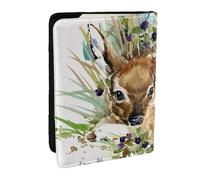 Wykjtwo Ciervo de Vida silvestre Acuarela, Funda para Pasaporte Cartera de Viaje de Cuero PU Funda para Pasaporte Fundas para Pasaporte 6,5 Pulgadas