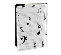 Wykjtwo Clave Música Notas Hoja Símbolo Agudos Resumen, Funda para Pasaporte Cartera de Viaje de Cuero PU Funda para Pasaporte Fundas para Pasaporte 6,5 Pulgadas