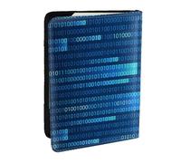 Wykjtwo Código de Programador Azul, Funda para Pasaporte Cartera de Viaje de Cuero PU Funda para Pasaporte Fundas para Pasaporte 6,5 Pulgadas