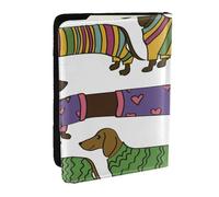 Wykjtwo Color del Perro Salchicha, Funda para Pasaporte Cartera de Viaje de Cuero PU Funda para Pasaporte Fundas para Pasaporte 6,5 Pulgadas