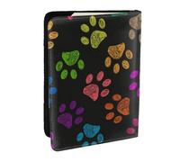 Wykjtwo Colorido Perro Pata Arco Iris Lindo Animal Mascota, Funda para Pasaporte Cartera de Viaje de Cuero PU Funda para Pasaporte Fundas para Pasaporte 6,5 Pulgadas