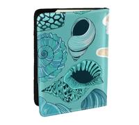 Wykjtwo con Conchas De Mar Azul Imagen Vectorial, Funda para Pasaporte Cartera de Viaje de Cuero PU Funda para Pasaporte Fundas para Pasaporte 6,5 Pulgadas