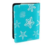 Wykjtwo Conchas Estrellas De Mar Azul, Funda para Pasaporte Cartera de Viaje de Cuero PU Funda para Pasaporte Fundas para Pasaporte 6,5 Pulgadas
