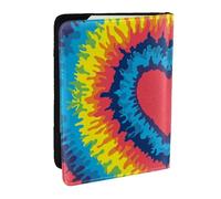 Wykjtwo Corazón Amor Arco Iris Tie Dye, Funda para Pasaporte Cartera de Viaje de Cuero PU Funda para Pasaporte Fundas para Pasaporte 6,5 Pulgadas