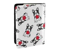 Wykjtwo Corazón De Dibujos Animados Bulldog Francés San Valentín, Funda para Pasaporte Cartera de Viaje de Cuero PU Funda para Pasaporte Fundas para Pasaporte 6,5 Pulgadas
