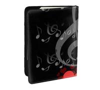Wykjtwo Corazón de Nota Musical, Funda para Pasaporte Cartera de Viaje de Cuero PU Funda para Pasaporte Fundas para Pasaporte 6,5 Pulgadas