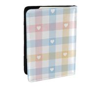 Wykjtwo Corazones En Pastel Azul Rosa, Funda para Pasaporte Cartera de Viaje de Cuero PU Funda para Pasaporte Fundas para Pasaporte 6,5 Pulgadas