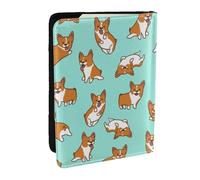 Wykjtwo Corgi Lindo Perro, Funda para Pasaporte Cartera de Viaje de Cuero PU Funda para Pasaporte Fundas para Pasaporte 6,5 Pulgadas