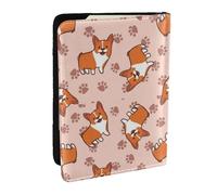 Wykjtwo Corgis de Dibujos Animados, Funda para Pasaporte Cartera de Viaje de Cuero PU Funda para Pasaporte Fundas para Pasaporte 6,5 Pulgadas