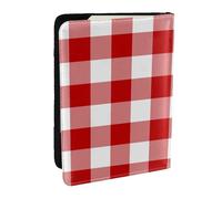 Wykjtwo Cuadros Rojos y Blancos, Funda para Pasaporte Cartera de Viaje de Cuero PU Funda para Pasaporte Fundas para Pasaporte 6,5 Pulgadas