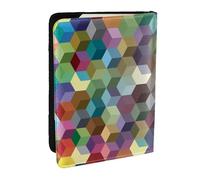 Wykjtwo Cubos De Colores Abstractos Estampado Púrpura, Funda para Pasaporte Cartera de Viaje de Cuero PU Funda para Pasaporte Fundas para Pasaporte 6,5 Pulgadas