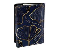 Wykjtwo Degradado Lineal Dorado con Hojas De Ginkgo Biloba, Funda para Pasaporte Cartera de Viaje de Cuero PU Funda para Pasaporte Fundas para Pasaporte 6,5 Pulgadas