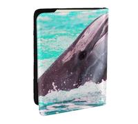 Wykjtwo Delfín Impreso., Funda para Pasaporte Cartera de Viaje de Cuero PU Funda para Pasaporte Fundas para Pasaporte 6,5 Pulgadas