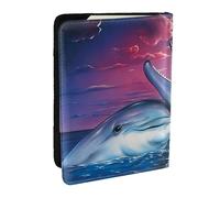 Wykjtwo Delfín Impreso., Funda para Pasaporte Cartera de Viaje de Cuero PU Funda para Pasaporte Fundas para Pasaporte 6,5 Pulgadas