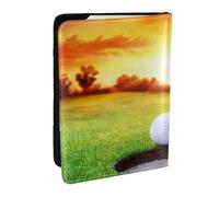 Wykjtwo Deporte Golf Pelota Atardecer Árbol, Funda para Pasaporte Cartera de Viaje de Cuero PU Funda para Pasaporte Fundas para Pasaporte 6,5 Pulgadas