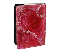 Wykjtwo Día de San Valentín Corazón Flor, Funda para Pasaporte Cartera de Viaje de Cuero PU Funda para Pasaporte Fundas para Pasaporte 6,5 Pulgadas