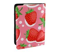 Wykjtwo Dibujos Animados Fresas Brillantes Blanco, Funda para Pasaporte Cartera de Viaje de Cuero PU Funda para Pasaporte Fundas para Pasaporte 6,5 Pulgadas