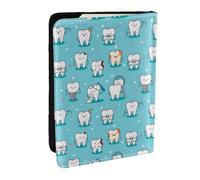 Wykjtwo Dientes Dentales Azul, Funda para Pasaporte Cartera de Viaje de Cuero PU Funda para Pasaporte Fundas para Pasaporte 6,5 Pulgadas