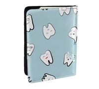 Wykjtwo Dientes Patrón Diente Dental Dibujos Animados, Funda para Pasaporte Cartera de Viaje de Cuero PU Funda para Pasaporte Fundas para Pasaporte 6,5 Pulgadas