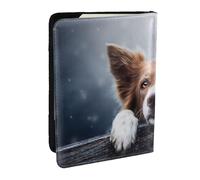 Wykjtwo Dios Bokeh Border Collie Marrón con Ojos Amarillos, Funda para Pasaporte Cartera de Viaje de Cuero PU Funda para Pasaporte Fundas para Pasaporte 6,5 Pulgadas