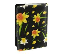 Wykjtwo Diseño De Fondo Transparente con Flores De Narciso, Funda para Pasaporte Cartera de Viaje de Cuero PU Funda para Pasaporte Fundas para Pasaporte 6,5 Pulgadas