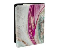Wykjtwo Diseño de Superficie de mármol Dorado Verde púrpura, Funda para Pasaporte Cartera de Viaje de Cuero PU Funda para Pasaporte Fundas para Pasaporte 6,5 Pulgadas