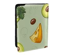 Wykjtwo Doodle Brócoli Queso Aguacate, Funda para Pasaporte Cartera de Viaje de Cuero PU Funda para Pasaporte Fundas para Pasaporte 6,5 Pulgadas