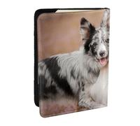 Wykjtwo Dos Border Collie Pastor Australiano, Funda para Pasaporte Cartera de Viaje de Cuero PU Funda para Pasaporte Fundas para Pasaporte 6,5 Pulgadas