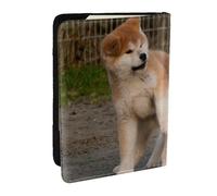 Wykjtwo Dos Lindo Perro Akita, Funda para Pasaporte Cartera de Viaje de Cuero PU Funda para Pasaporte Fundas para Pasaporte 6,5 Pulgadas