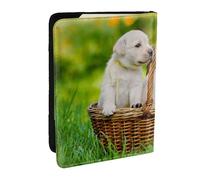 Wykjtwo Dos Perros En Una Cesta Estampada, Funda para Pasaporte Cartera de Viaje de Cuero PU Funda para Pasaporte Fundas para Pasaporte 6,5 Pulgadas