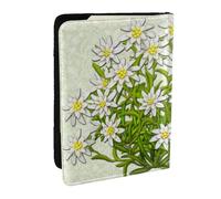 Wykjtwo Edelweiss Flores de montaña suizas, Funda para Pasaporte Cartera de Viaje de Cuero PU Funda para Pasaporte Fundas para Pasaporte 6,5 Pulgadas