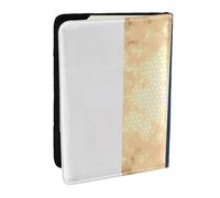 Wykjtwo Elegante Acento de Rayas Blancas, Azul Marino, Dorado Falso, Funda para Pasaporte Cartera de Viaje de Cuero PU Funda para Pasaporte Fundas para Pasaporte 6,5 Pulgadas
