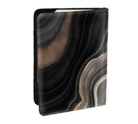 Wykjtwo Elegante mármol Negro con Vetas de Oro y Cobre., Funda para Pasaporte Cartera de Viaje de Cuero PU Funda para Pasaporte Fundas para Pasaporte 6,5 Pulgadas