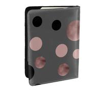Wykjtwo Elegantes círculos Negros Rosas Falsos, Funda para Pasaporte Cartera de Viaje de Cuero PU Funda para Pasaporte Fundas para Pasaporte 6,5 Pulgadas