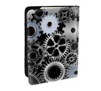 Wykjtwo Engranaje Metal Renderizado Tecnología Arte Digital, Funda para Pasaporte Cartera de Viaje de Cuero PU Funda para Pasaporte Fundas para Pasaporte 6,5 Pulgadas