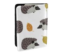 Wykjtwo Erizo De Hojas De Otoño, Funda para Pasaporte Cartera de Viaje de Cuero PU Funda para Pasaporte Fundas para Pasaporte 6,5 Pulgadas