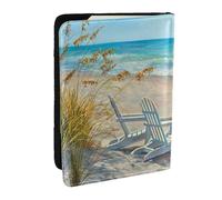 Wykjtwo Escena de Playa con sillas Impresas., Funda para Pasaporte Cartera de Viaje de Cuero PU Funda para Pasaporte Fundas para Pasaporte 6,5 Pulgadas