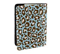 Wykjtwo Estampado Animal con Manchas de Leopardo Azul y marrón, Funda para Pasaporte Cartera de Viaje de Cuero PU Funda para Pasaporte Fundas para Pasaporte 6,5 Pulgadas