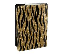 Wykjtwo Estampado Animal con Purpurina Dorada, Funda para Pasaporte Cartera de Viaje de Cuero PU Funda para Pasaporte Fundas para Pasaporte 6,5 Pulgadas