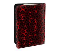 Wykjtwo Estampado Animal de Leopardo Rojo Oscuro, Funda para Pasaporte Cartera de Viaje de Cuero PU Funda para Pasaporte Fundas para Pasaporte 6,5 Pulgadas