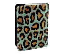 Wykjtwo Estampado Animal Elegante de Leopardo Verde Azulado, Funda para Pasaporte Cartera de Viaje de Cuero PU Funda para Pasaporte Fundas para Pasaporte 6,5 Pulgadas
