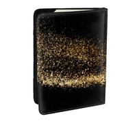 Wykjtwo Estampado de Arena negra Dorada, Funda para Pasaporte Cartera de Viaje de Cuero PU Funda para Pasaporte Fundas para Pasaporte 6,5 Pulgadas