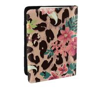 Wykjtwo Estampado de Flores de Leopardo Vintage, Funda para Pasaporte Cartera de Viaje de Cuero PU Funda para Pasaporte Fundas para Pasaporte 6,5 Pulgadas