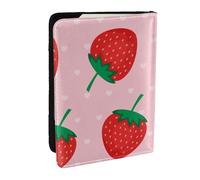 Wykjtwo Estampado de Fresa Rosa Kawaii, Funda para Pasaporte Cartera de Viaje de Cuero PU Funda para Pasaporte Fundas para Pasaporte 6,5 Pulgadas